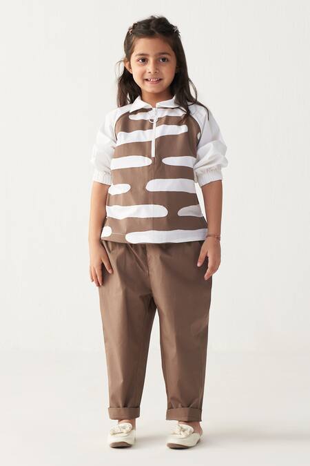 Shop_Three_White Poplin Applique Abstract Top _Online_at_Aza_Fashions