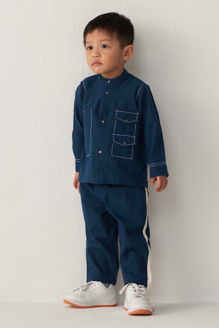 Three Blue Handloom , Applique Indigo Boys Pant Set Online at Aza Fashions Three_Blue Handloom , Applique Indigo Boys Pant Set _Online_at_Aza_Fashions