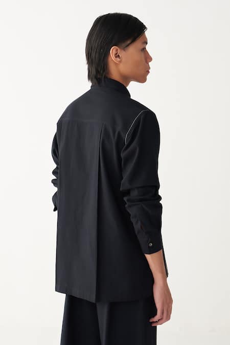 Shop_Three_Black , Handloom Applique, Embroidery Poppy Shirt And Pant _Online_at_Aza_Fashions