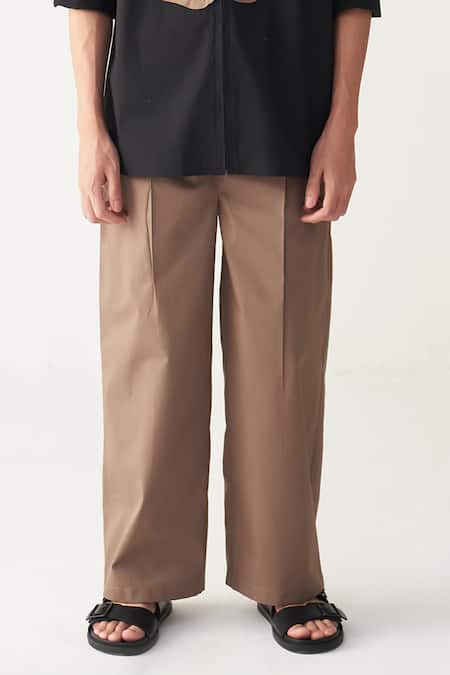 Three_Black Cotton, Poplin Embroidery Floral Patch Shacket And Front Pleat Pant _Online_at_Aza_Fashions