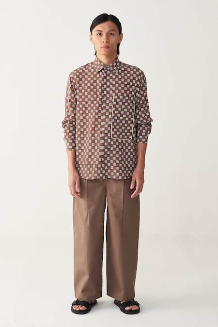 Three All Over Brick Print Shirt Co-ord 