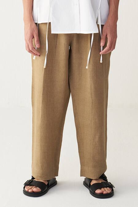 Buy Three White Poplin, Linen Multi Panel Shirt And Three Pleat Pant Buy_Three_White Poplin, Linen Multi Panel Shirt And Three Pleat Pant