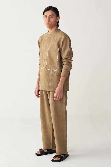 THREE Sage Beige Three Pleat Pant 