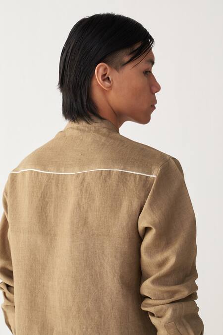 Three Sage Beige Three Pleat Pant 