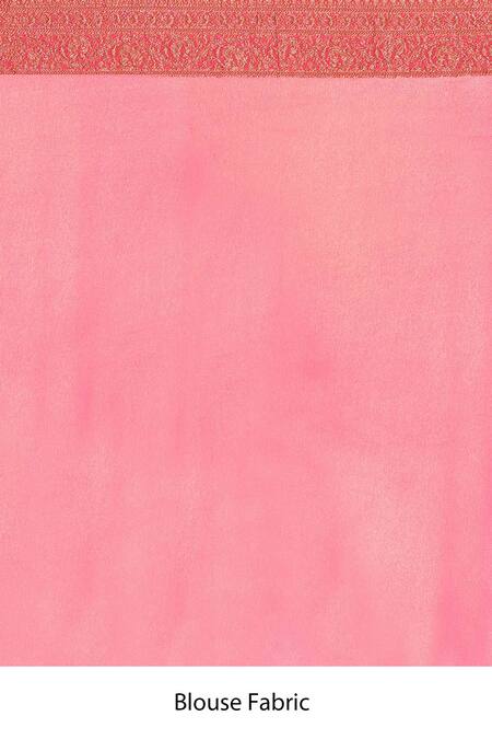 Naaritva India_Pink Chiffon, Silk Zari Hand Woven Pastel Banarasi Saree With Running Blouse _Online_at_Aza_Fashions