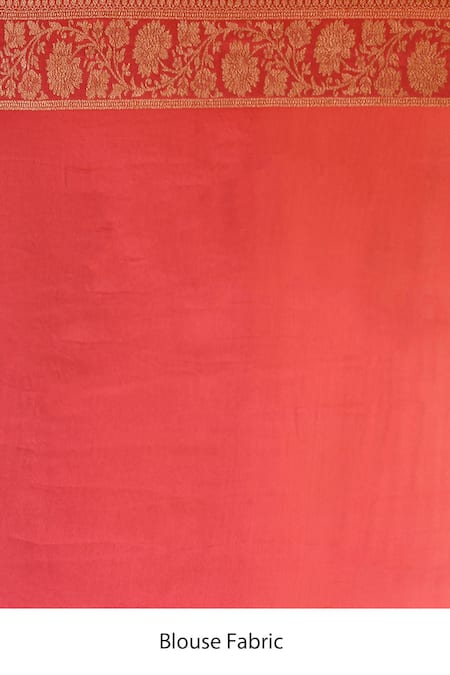 Naaritva India_Pink Crepe, Chiffon, Silk Hand Woven Hot Banarasi Saree With Running Blouse _Online_at_Aza_Fashions