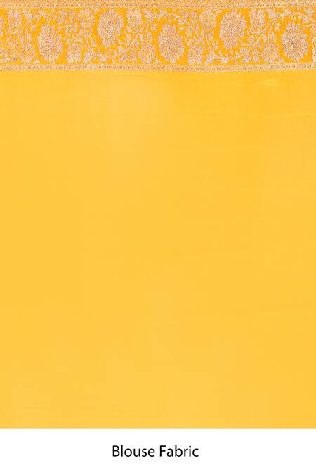 Naaritva India_Yellow Crepe, Silk, Designer Hand Woven Banarasi Saree With Running Blouse _Online_at_Aza_Fashions