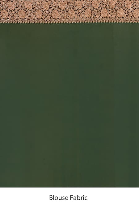 Naaritva India_Olive Green Chiffon Zari Hand Woven Banarasi Light Saree With Running Blouse _Online_at_Aza_Fashions