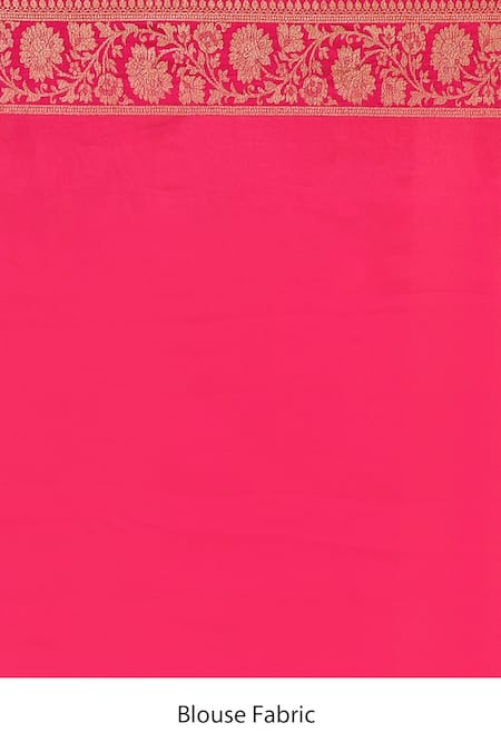 Naaritva India_Pink Crepe, Chiffon Zari Hand Woven Banarasi Hot Saree With Running Blouse _Online_at_Aza_Fashions