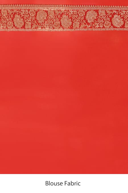 Naaritva India_Red Crepe, Chiffon, Silk Zari Hand Woven Banarasi Saree With Running Blouse _Online_at_Aza_Fashions
