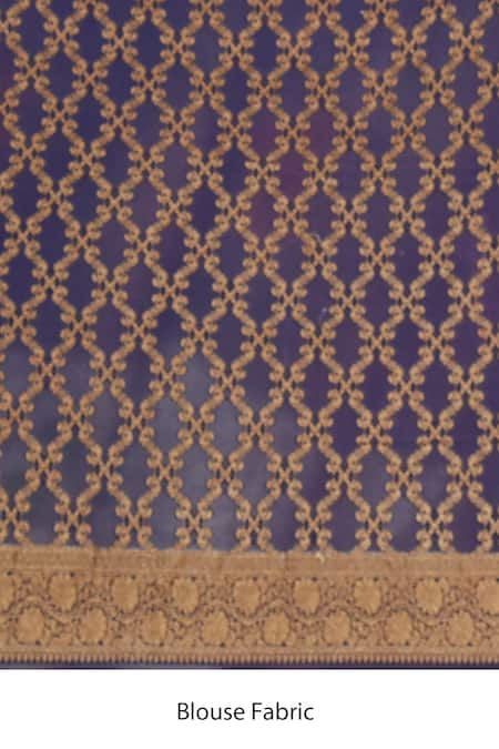 Naaritva India_Navy Chiffon Zari Blue Hand Woven Banarasi Saree With Running Blouse _Online_at_Aza_Fashions