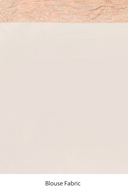 Naaritva India_Ivory Crepe, Chiffon, Silk Zari Hand Woven Banarasi Saree With Running Blouse _Online_at_Aza_Fashions