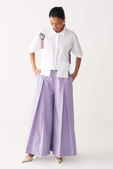 Three Beaded Crop Fringe Shirt & Inverted Box Pleat Pant 