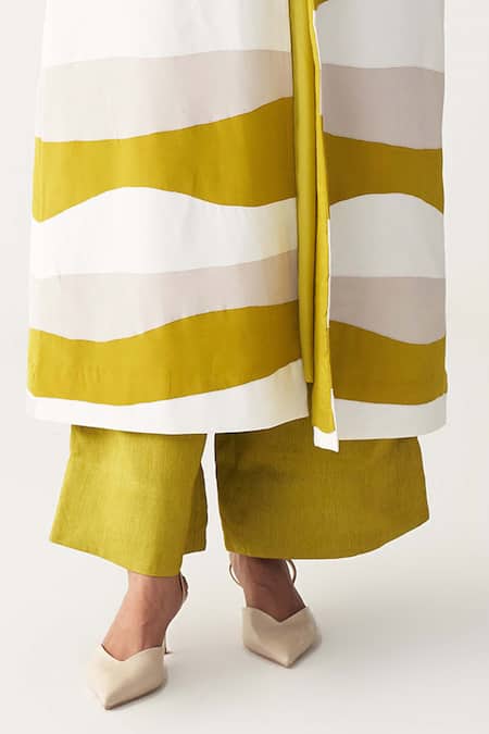 Shop_Three_Lavender Crepe, Bemberg, Silk Open Neck, Lime Green Applique Jacket Co-ord Set 