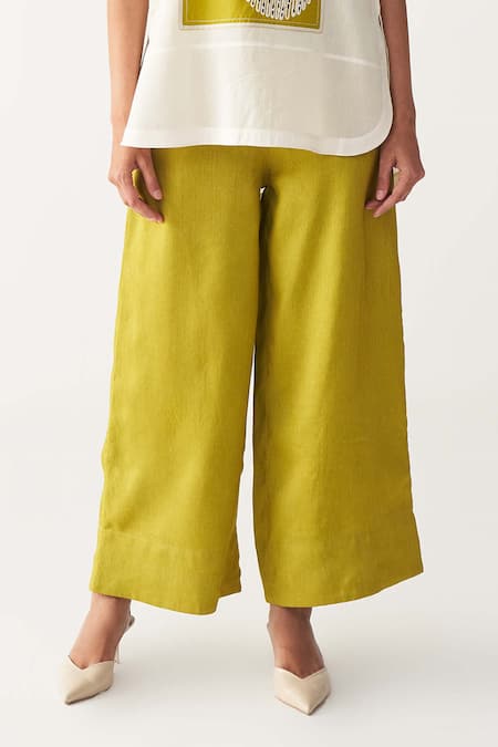 Shop_Three_Ivory Chanderi, Silk Embroidery Collared Patch U Hem Shirt And Pant Set _Online_at_Aza_Fashions