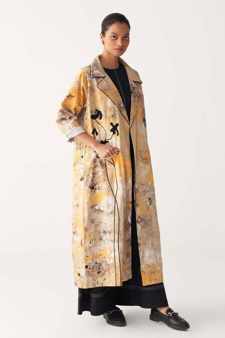 Three_Multi Color Poplin, Silk, Crepe Applique, Embroidery Painter Print Co-ord Set _Online_at_Aza_Fashions