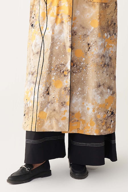 Shop_Three_Multi Color Poplin, Silk, Crepe Applique, Embroidery Painter Print Co-ord Set _Online_at_Aza_Fashions