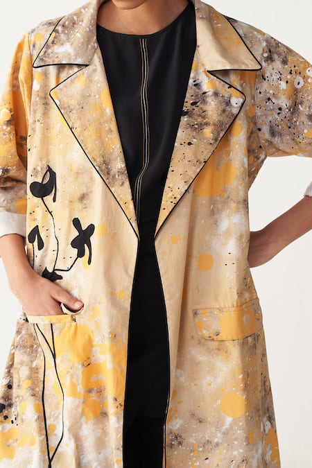 Three_Multi Color Poplin, Silk, Crepe Applique, Embroidery Painter Print Co-ord Set _at_Aza_Fashions