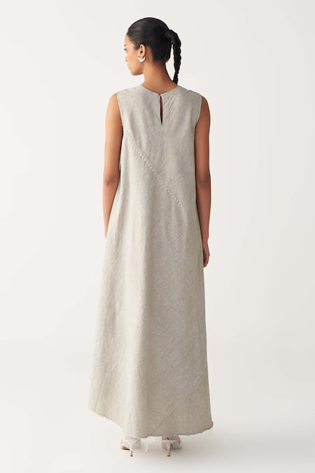 Three Diagonal Pleat Handwoven Dress 