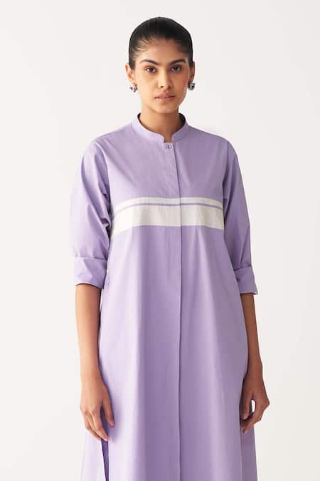 Three_Lavender Poplin Collared Purple Back Pleat Jacket _Online_at_Aza_Fashions