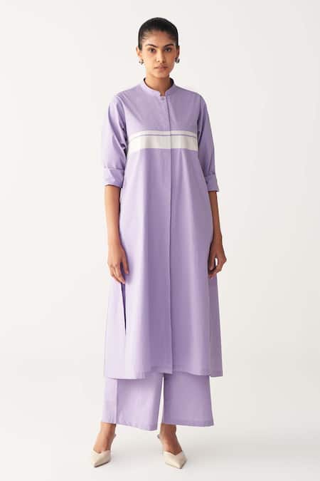 Buy_Three_Lavender Poplin Collared Purple Back Pleat Jacket _Online_at_Aza_Fashions