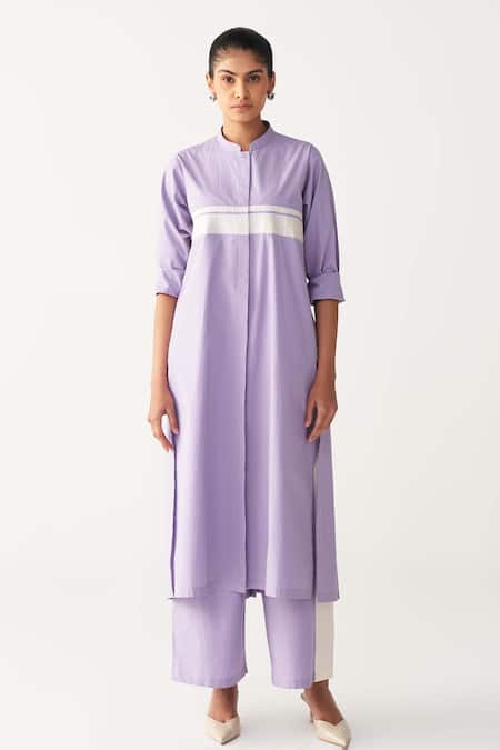 Three Lavender Poplin Collared Purple Back Pleat Jacket 