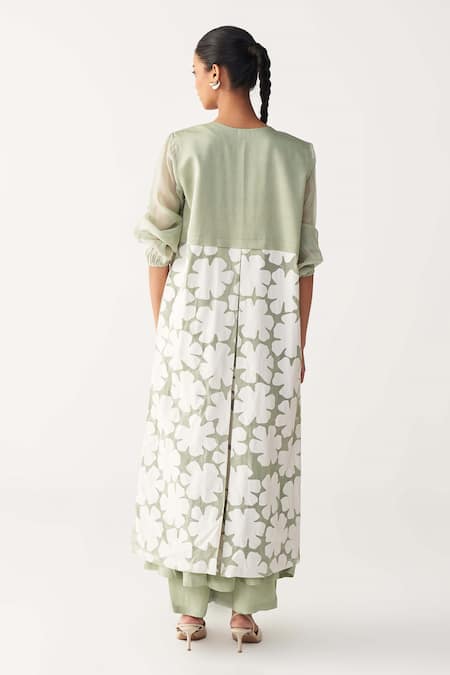 Three Floral Back Yoke Organza Jacket 