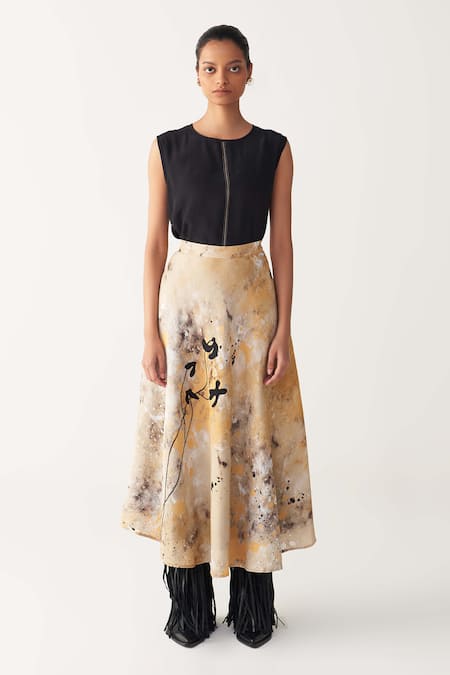 Three Multi Color Silk, Crepe Embroidery Circular Painter Skirt Online at Aza Fashions Three_Multi Color Silk, Crepe Embroidery Circular Painter Skirt _Online_at_Aza_Fashions