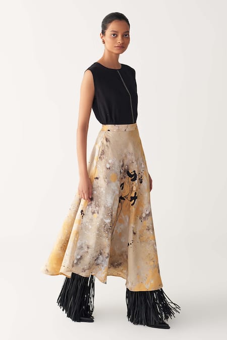 Buy Three Multi Color Silk, Crepe Embroidery Circular Painter Skirt Online at Aza Fashions Buy_Three_Multi Color Silk, Crepe Embroidery Circular Painter Skirt _Online_at_Aza_Fashions