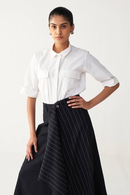 Shop_Three_Black Handloom Cotton Embroidery Handkerchief Skirt _Online_at_Aza_Fashions