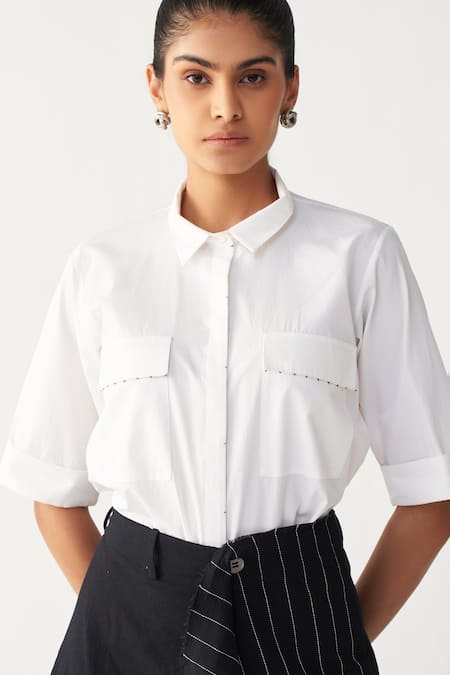 Three_Black Handloom Cotton Embroidery Handkerchief Skirt _at_Aza_Fashions