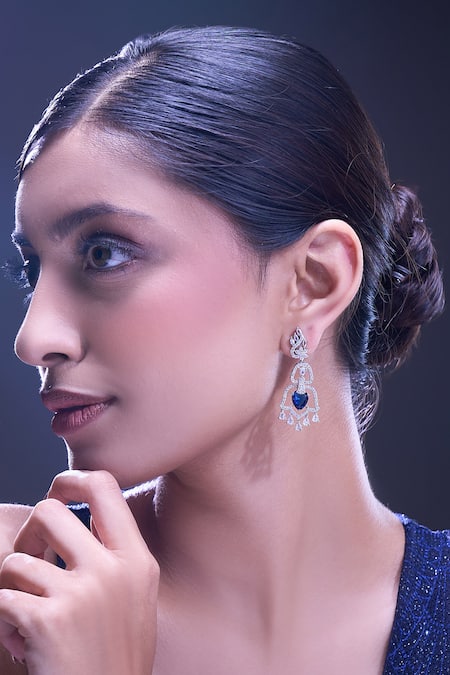 Nazaakat By Samara Singh Blue American Diamond Earrings 