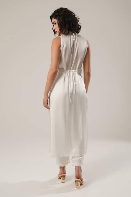 Atbw High-Slit Modal Satin Kurta with Belt 