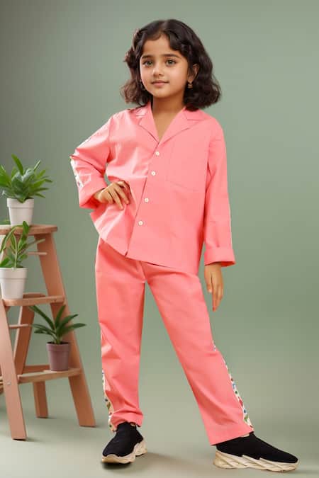 Petite Pomme Pink Dino Print Kids Co-Ord Set 