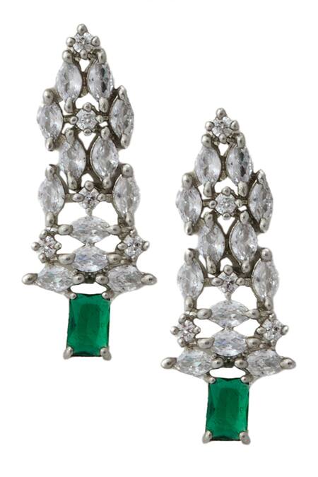 Buy Nazaakat By Samara Singh Green Brass American Diamond Jewelry Set Buy_Nazaakat By Samara Singh_Green Brass American Diamond Jewelry Set