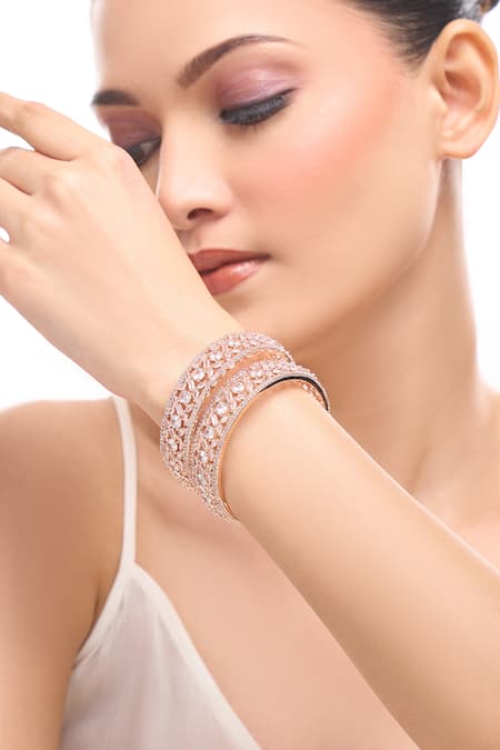 Samyukta Singhania Rose Gold Diamonds American Bangles Set 