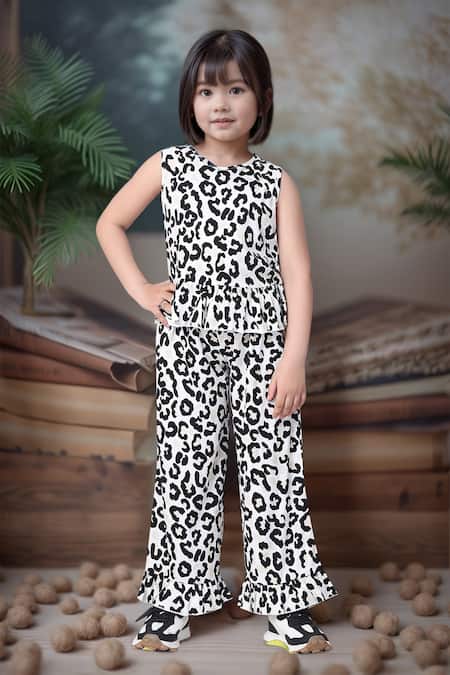 Petite Pomme Leopard Print Top & Pant Set 