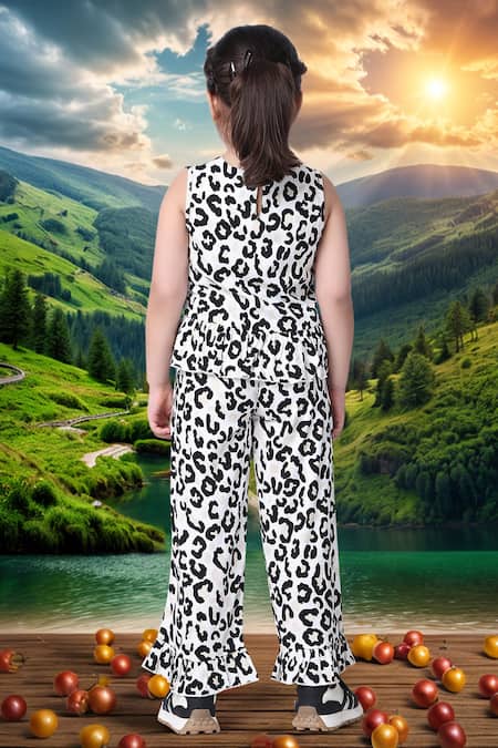 Petite Pomme Leopard Print Top & Pant Set 