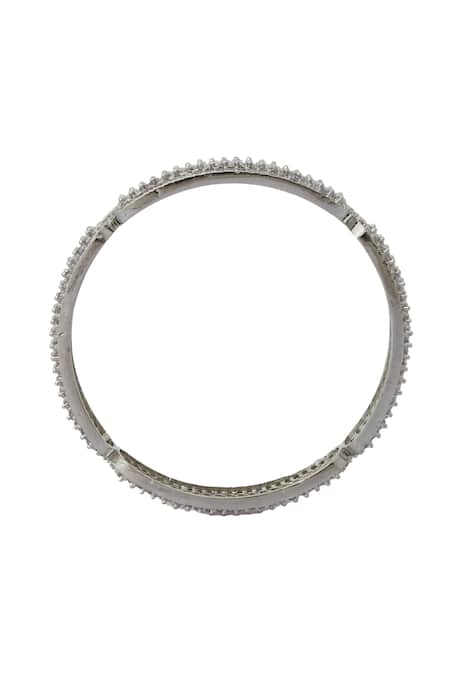 Buy_Nazaakat By Samara Singh_Silver Plated Imitation Diamonds American Bangles Set 