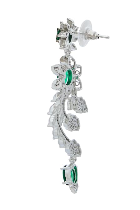 Nazaakat By Samara Singh_Green American Diamond Earrings _at_Aza_Fashions