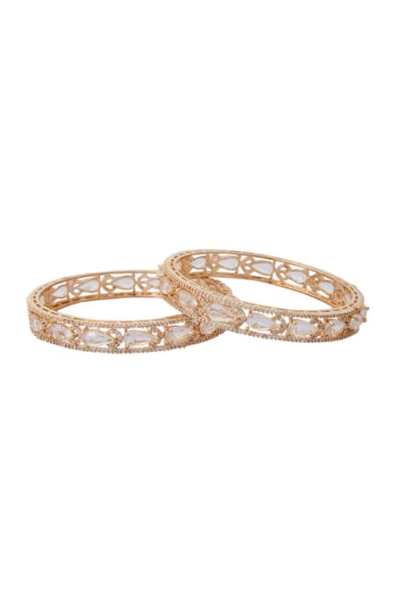 Nazaakat By Samara Singh Gold & White American Diamond Bangles 