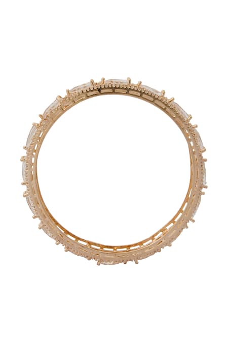 Buy_Nazaakat By Samara Singh_Gold Plated And White American Diamond Bangles 