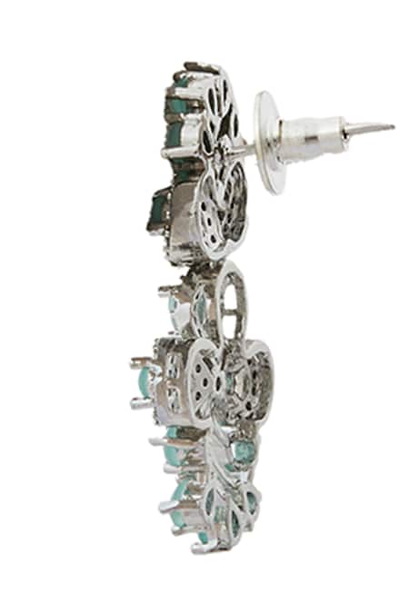 Shop_Nazaakat By Samara Singh_Aqua American Diamond Necklace And Earrings 