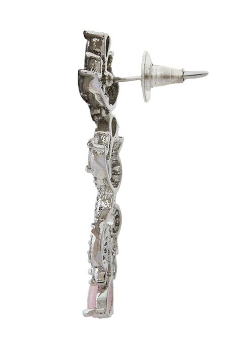 Nazaakat By Samara Singh_Pink Stones American Diamond Necklace And Earrings Set _at_Aza_Fashions