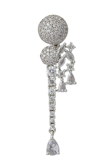 Shop_Nazaakat By Samara Singh_White American Diamond Necklace And Earrings Set _Online_at_Aza_Fashions