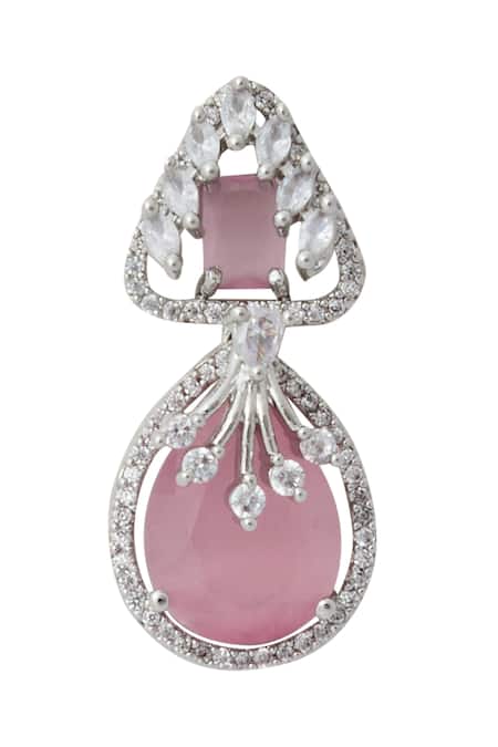 Nazaakat By Samara Singh Pink American Diamond Earrings at Aza Fashions Nazaakat By Samara Singh_Pink American Diamond Earrings _at_Aza_Fashions