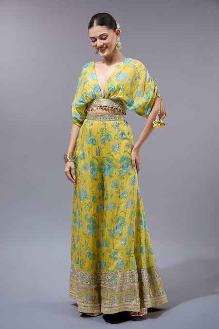 Gopi Vaid Floral Printed Palazzo Set 
