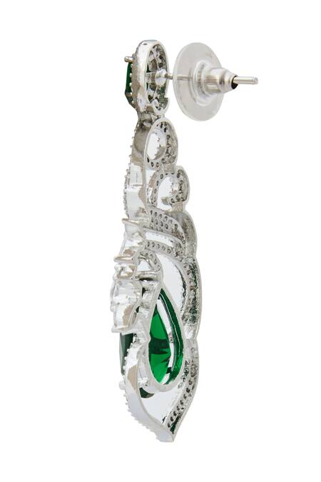 Nazaakat By Samara Singh_Green American Diamond Earrings _at_Aza_Fashions
