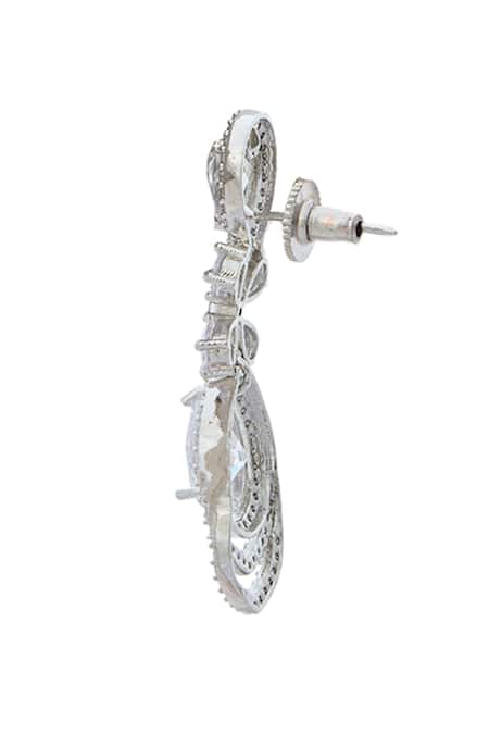 Shop_Nazaakat By Samara Singh_White American Diamond Earrings _Online_at_Aza_Fashions