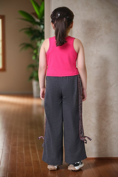 Petite Pomme Pink Cotton Blend Top & Melange Grey Joggers 